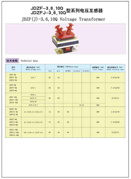 JDZF-3，6，10Q  JDZFJ-3，6，10Q型系列電壓互感器