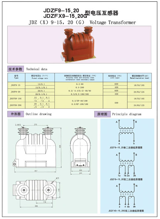 JDZF9，20  JDZFX9-15，20G型電壓互感器
